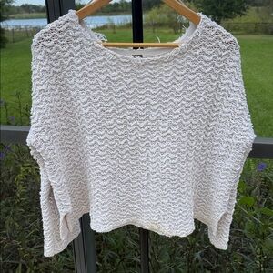 Free People cotton Cream Cropped knit Sweater — small